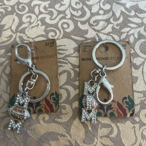 Lot Of Two Iron Orchid Studio MOM Keychains Baseball  Football Sports